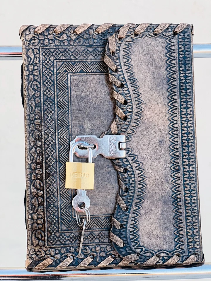 Leather Diary Journal with Lock Notepad Writing Book with Lock & Key Handmade - Image 2 of 4