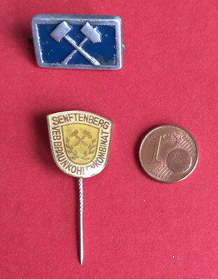 2 x DDR Bergbau Abzeichen Braunkohlenkombinat Senftenberg um 1950 ( M1456
