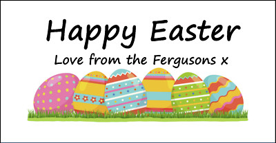 48 personalisierte Happy Easter Haseneier Aufkleber Etiketten Partytaschen Süßkegel