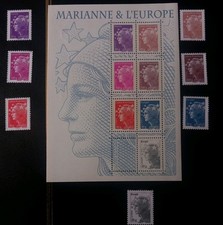 Série Marianne et l'Europe 2011 Yvert 4614 à 4620 + Bloc Feuillet + oblitérés 6