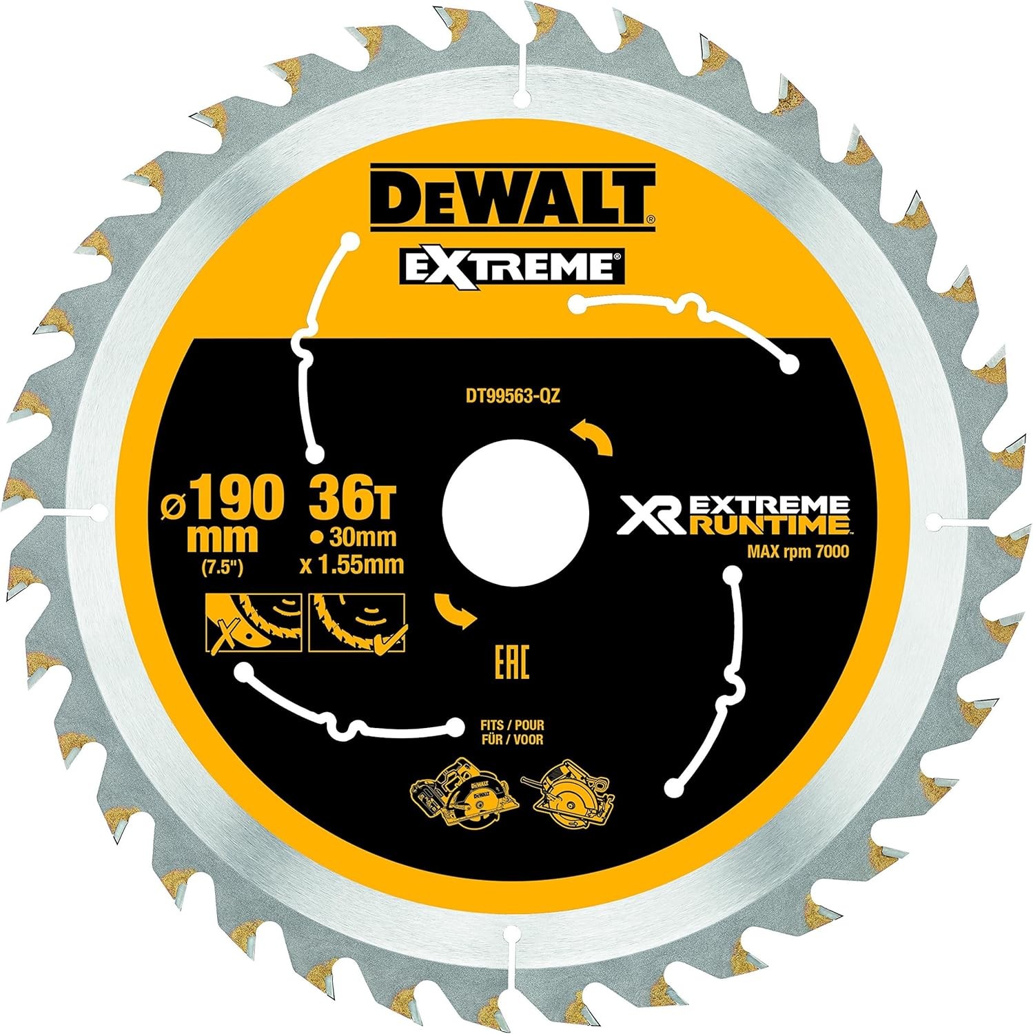 Lama DeWalt DT99563-QZ 190x30mm 36 Denti: Taglio Legno XR FlexVolt Professionale