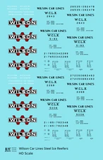 K4 HO Scale Decals Wilson Car Lines Steel Ice Reefer Red White and Black