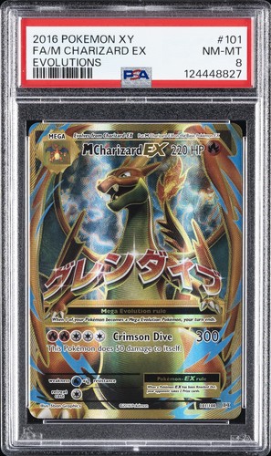 2016 POKEMON XY EVOLUTIONS #101 FULL ART/M CHARIZARD EX PSA 8