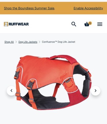 Ruffwear Confluence Life Jacket Red Orange Size Medium EUC