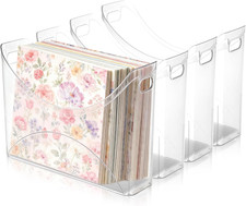 4 Pack Scrapbook Paper Storage with Handle Clear Vinyl Sheets Storage Bins Organ