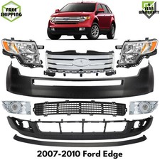 Front Bumper Cover Primed Plastic Headlights Kit For 2007-2010 Ford Edge