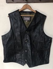 Wilsons Leather Mens XL Black Snap Button Up Biker Vest Lined Pockets Motorcycle