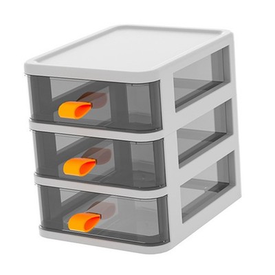 3 Layer White 13.4x17x17cm Drawer Type Desktop Storage Box Transparent Desktop S