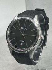 Seiko 100M Men’s Watch - Sleek Black Dial Stainless Steel Strap New Battery