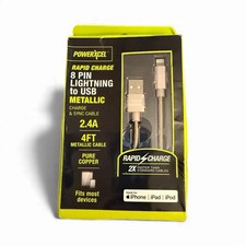 PowerXcel Rapid Charge 8 Pin USB Metallic 4FT...