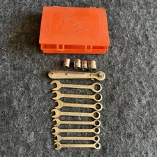 Vtg Oxwall Tool Co. Miniature Tool Kit SAE Wrenches, Ratchet, Sockets & Case
