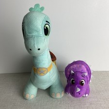 Set of two Dinosaur Ranch Plushes : Triceratops Blue and Purple Dinosaur.