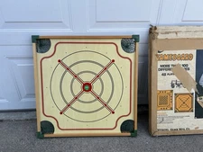 Merdel Carom And Crokinole Vintage '100 Play' Board Game With Sticks And Pieces