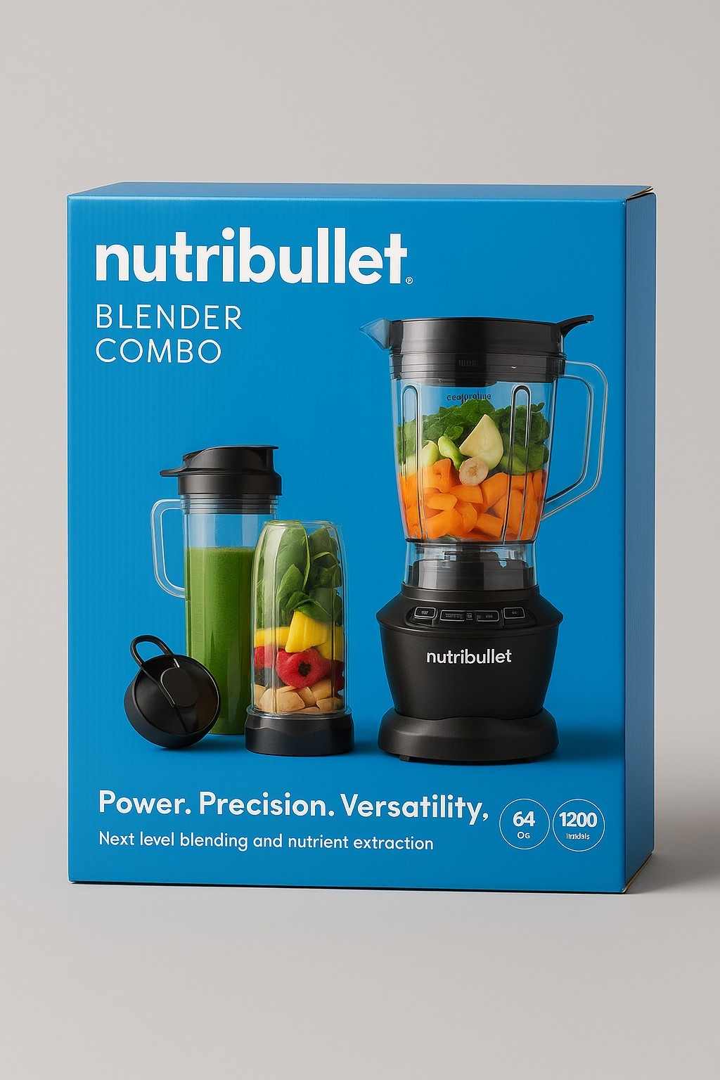 NutriBullet Blender Combo 1200W 64 oz Pitcher + Travel Cups 