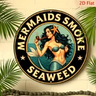 Charming Vintage Mermaid Seaweed Smoke Tin Metal Signs Home Décor 8x8