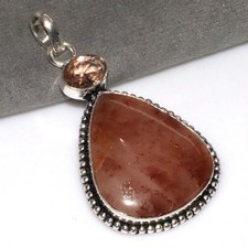 Long Strawberry Quartz Morganite 925 Silver Plated Pendant 2" Fashion Sale AU K7