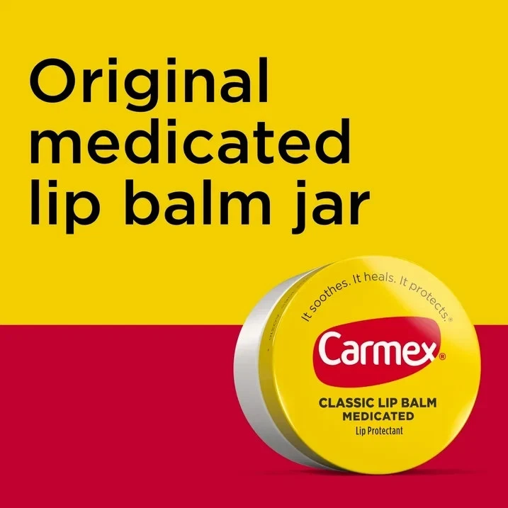 (Paquete de 2) Tarro de bálsamo labial medicado clásico Carmex 3 unidades cada uno - humedad de larga duración Foto 4 de 4