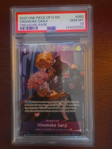 One Piece PSA 10 VINSMOKE SANJI OP12 LEGACY OF THE MASTER TREASURE RARE OP10-063