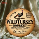 2D Flat,Wild Turkey Tin Metal Signs Home Décor 8x8 Inch Round Aluminum Vintage W