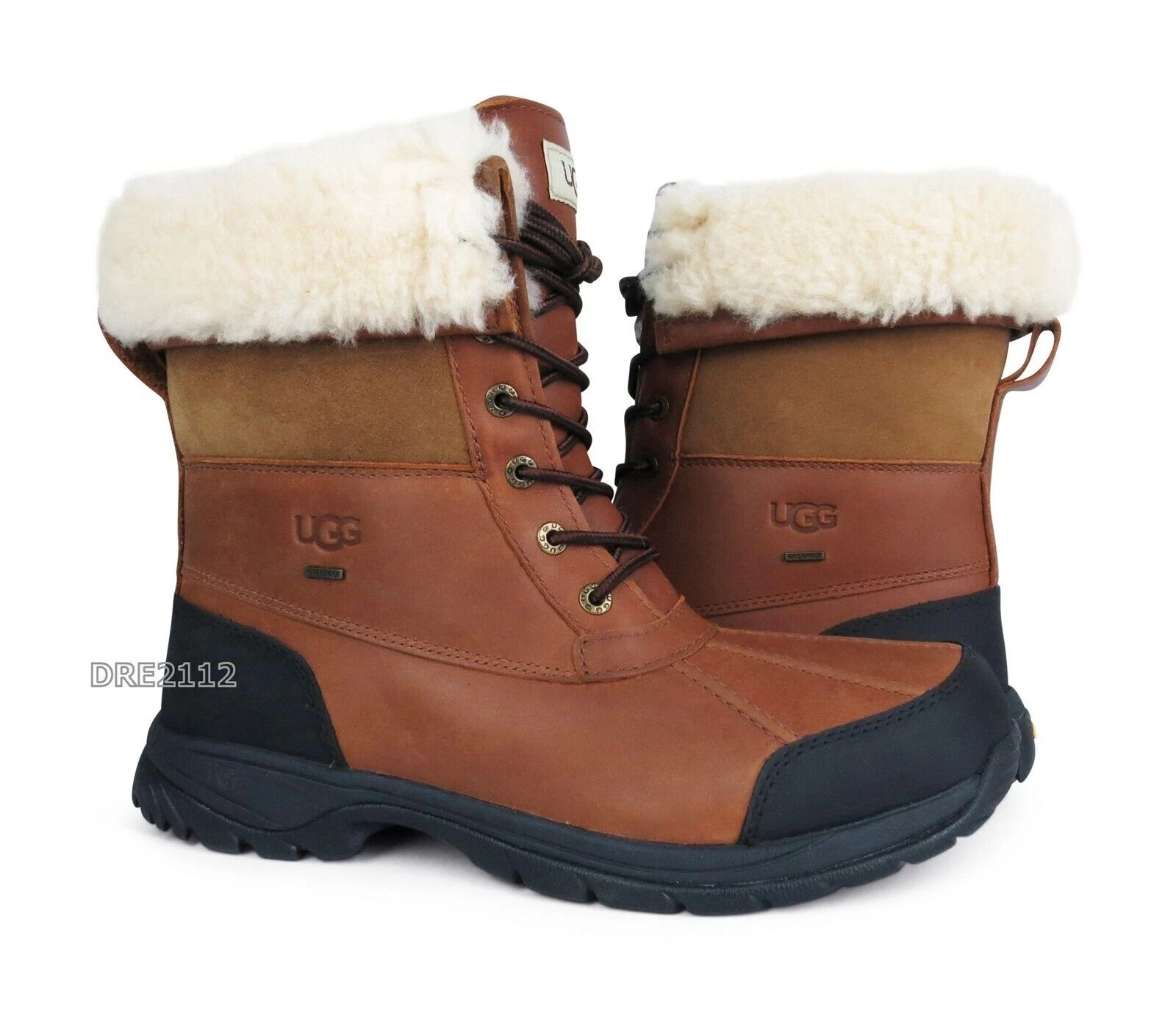 UGG Butte Worchester Leather Fur Boots Mens Size 9.5 *NIB*