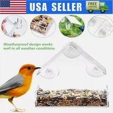 Bird Feeder, Clear Window outside Hanging Bird Feeder House with Suction Cup US