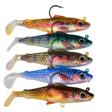 5pcs Soft Tail Fishing Bait 15g-36g Silicone Lead Jig Hook Lure Swimbait dw6091