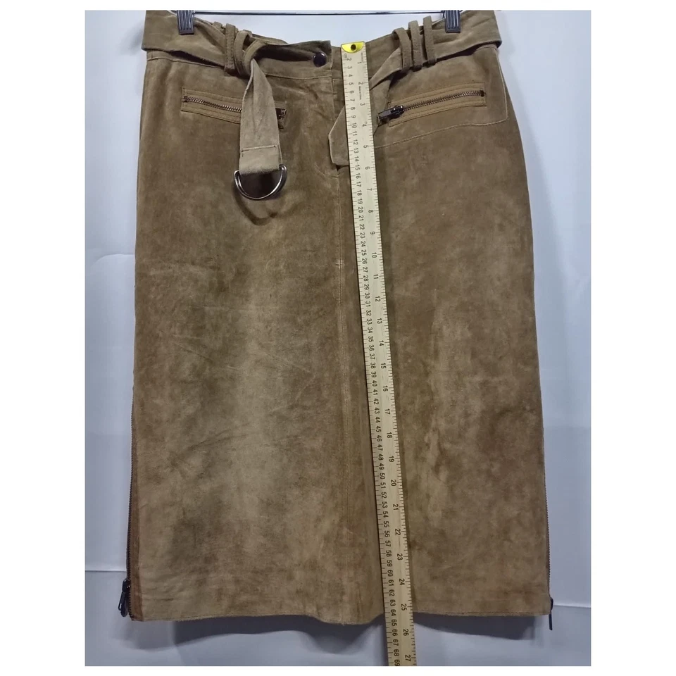 Falda Conbipel Vera Pelle Gamuza Cuero con Cinturón Tostado | Talla 42 Foto 4 de 4