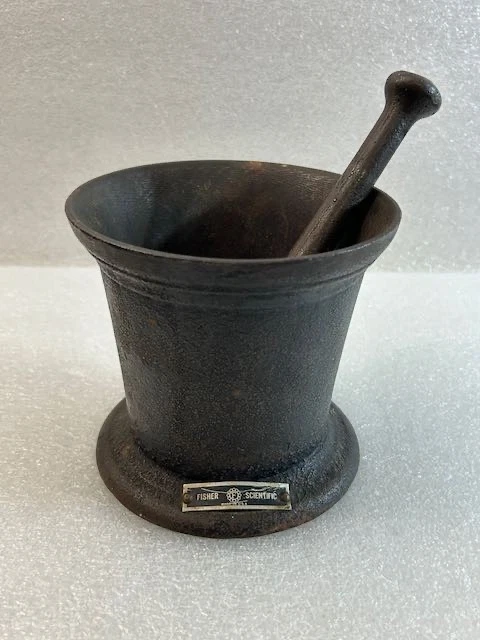 Vtg Fisher Scientific Cast Iron Laboratory Mortar and Pestle Made in USA
