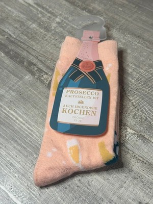 1 Paar Design Socken Gr. 35 - 38 Prosecco kaltstellen ist auch irgendwie kochen
