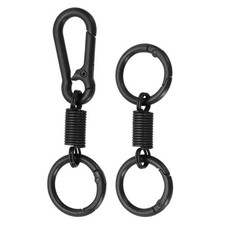 Keychain Clips with O Rings, 2Pcs Quick Release Key Chain Rings, Black