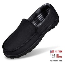 Slippers for Men House Shoes Moccasin with Comfortable Memory Foam 11 Black