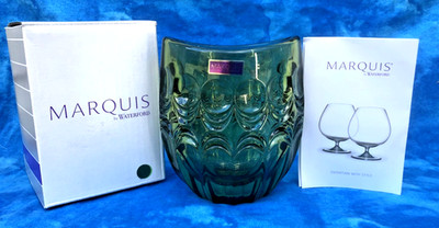 Beautiful Waterford Marquis Primrose Green Crystal Vase Germany New in Box