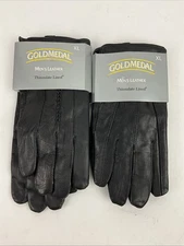 2 Pair Men’s 3M Thinsulate 40 Gram XL Black Leather Gold medal Gloves