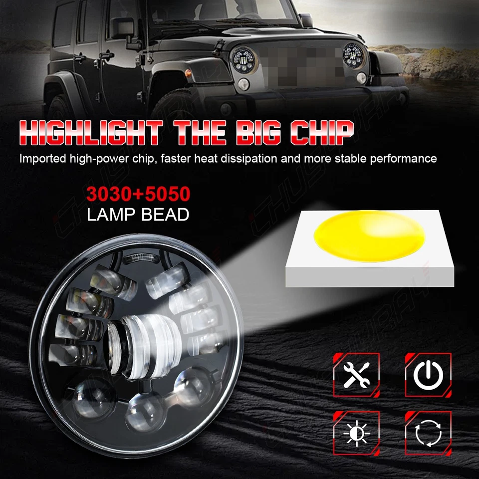 4X 5.75" 5-3/4" Redondos LED Faros Proyector DRL Haz Ajuste BMW Base 1969-1988 Foto 3 de 4