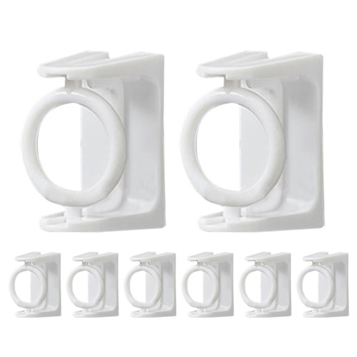 8 Pcs Round Hole Towel Rol Holder Shower Curtain Hook Drapery Rod Bracket - Picture 7 of 20