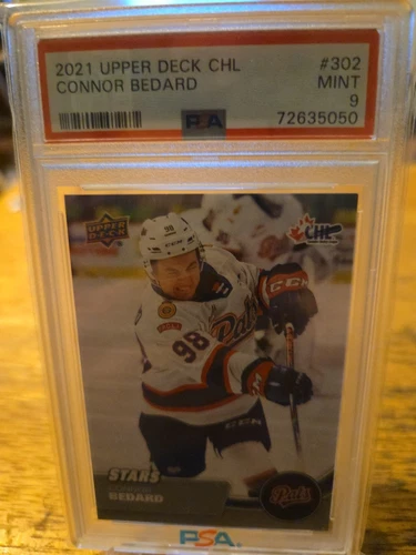 2021 UPPER DECK CHL Connor Bedard #302 Pats Blackhawks PSA 9