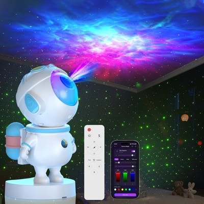 Proyector De Estrellas Astronauta Luz Noche Lampara Para Cuarto Niño Con Remoto