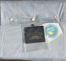 Ralph Lauren KING Duvet Cover Oxford Blue Reversible Striped Organic Cotton New