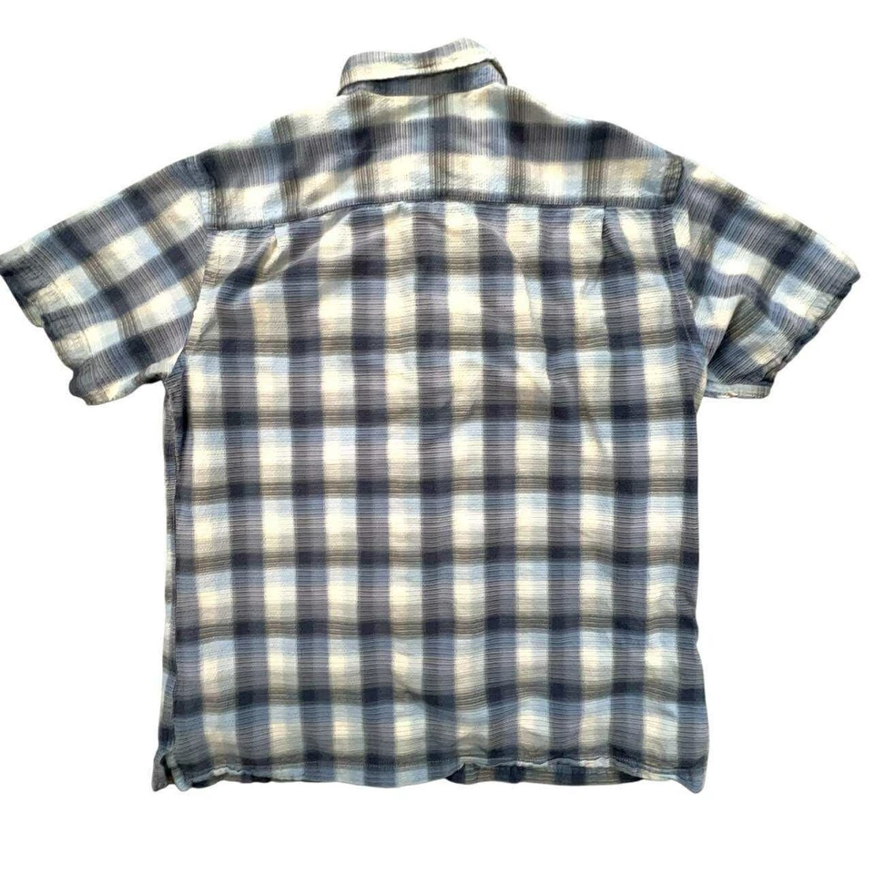 Camisa informal grande Y2kVan Heusen para hombre azul a cuadros manga corta abotonada Foto 2 de 4