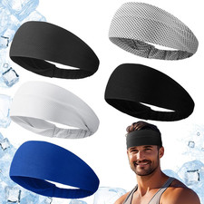 5Pcs Summer Cooling Headbands for Men Stretchy Workout Sports Sweatbands Absorb