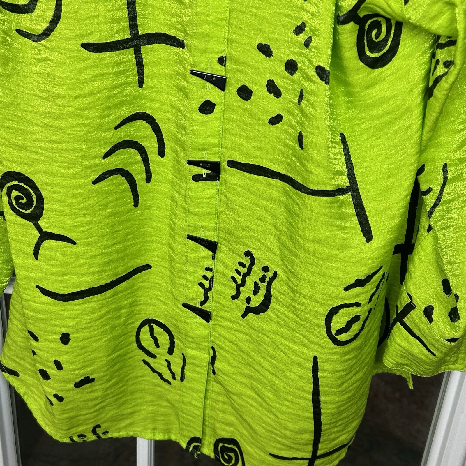 Multiples Neon Lime Abstract Tunic Medium Art Tea… - image 10