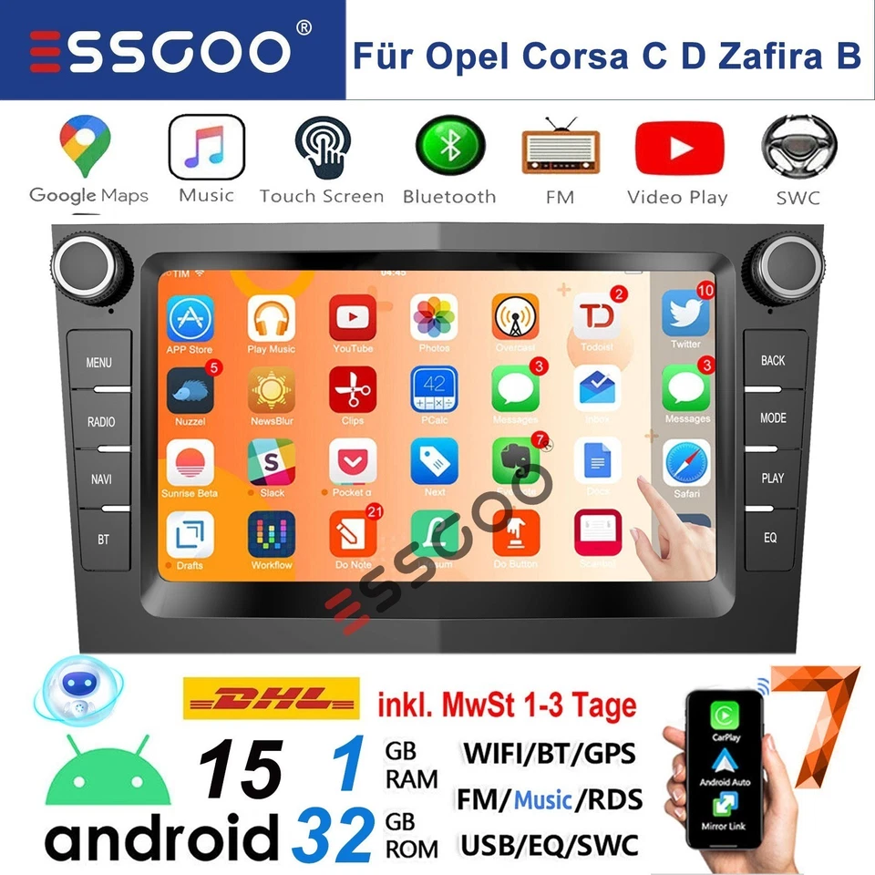 Für Opel Corsa C/D Zafira B Astra G H 32GB Android 14 NAVI Carplay Autoradio GPS - Bild 1 von 4