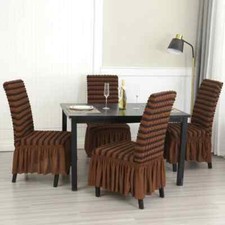 4/6 Pcs Dining Room Chair Cover Stretch Bubble Lattice Chair Covers With Skirt