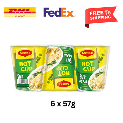 ( 6cup x 57g ) Maggi HOT CUP CHICKEN Flavour - Halal Food Malaysia Fast Instant