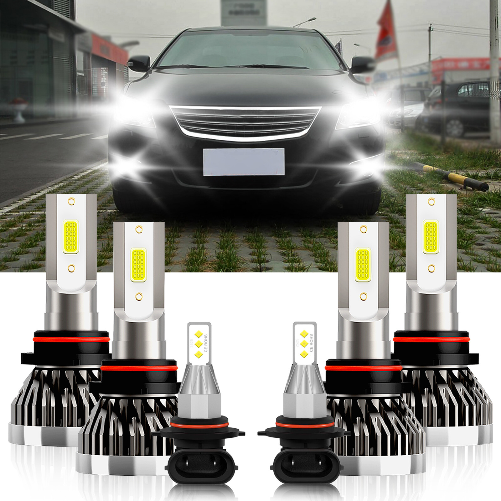 For Toyota Camry 2002-2006 Combo 9005 9006 9145 LED Headlight Bulbs Fog light