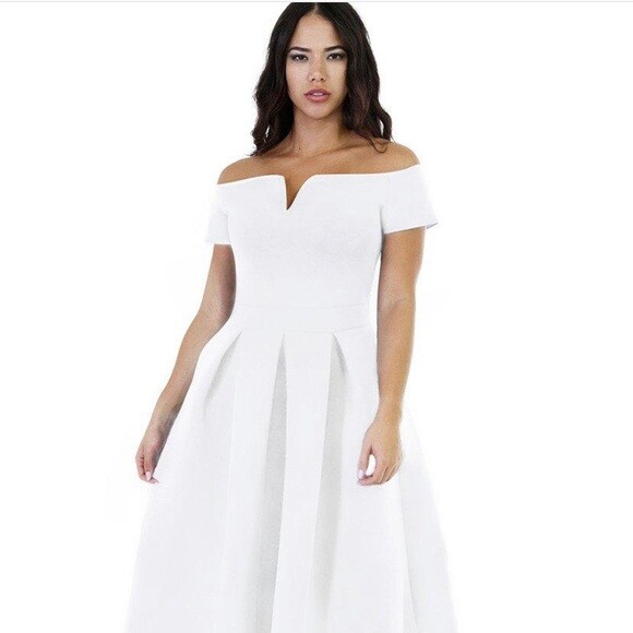 NWT Lalagen White Cap Sleeve Empire Waist Dress Size Large | eBay UK