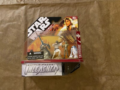 2006 MIP Star Wars Battle Packs Unleashed Tatooine R2-D2, C-3PO, Obi-Wan (B-0J)