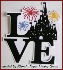 LOVE DISNEY CASTLE title paper piecing Premade Scrapbook Pages albums cards by R