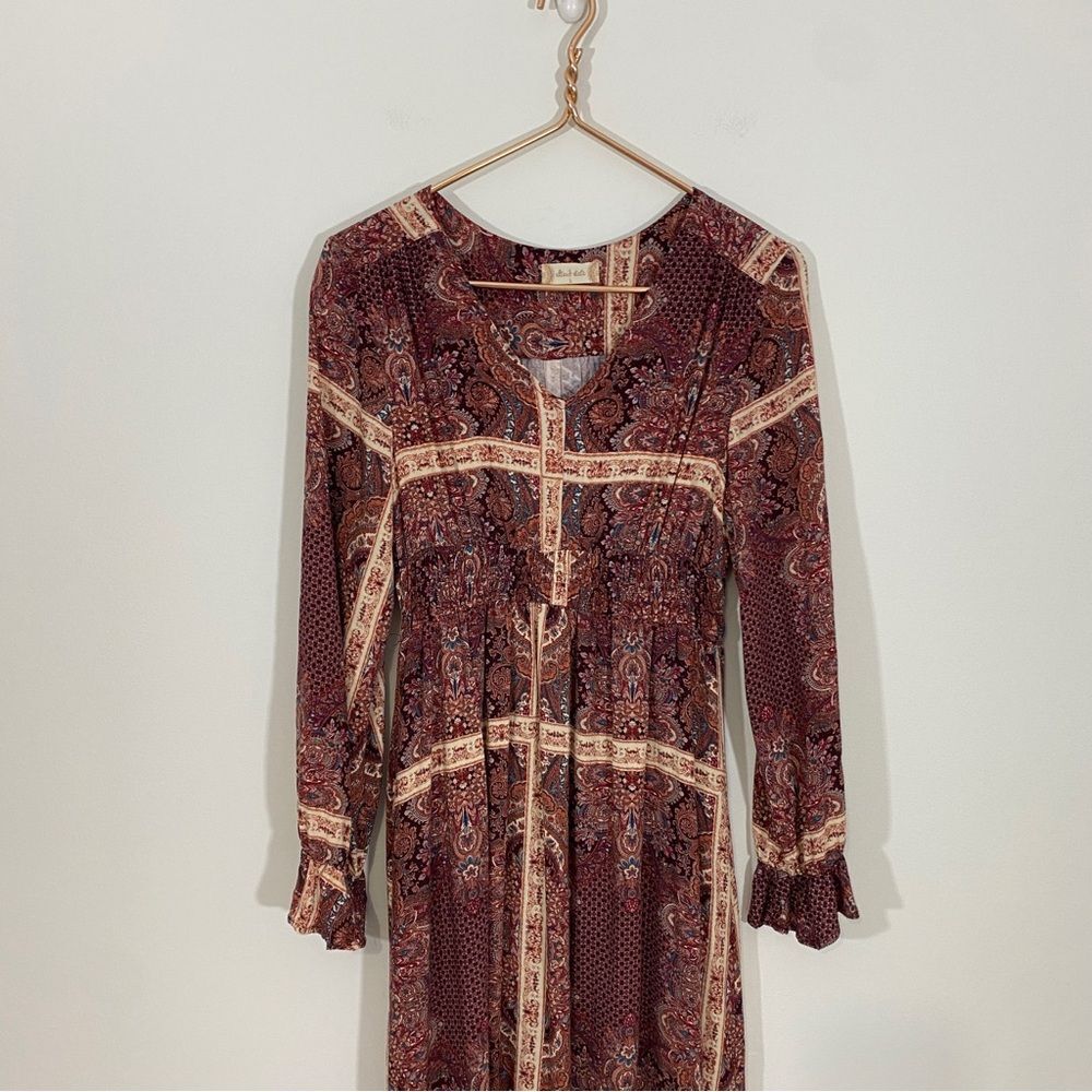 Altar'd State Large Brown Patterned Patchwork Lon… - image 2