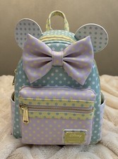 Mini Mochila Bolso Pastel Loungefly Disney Minnie Mouse Lunares con Acento de Lazo